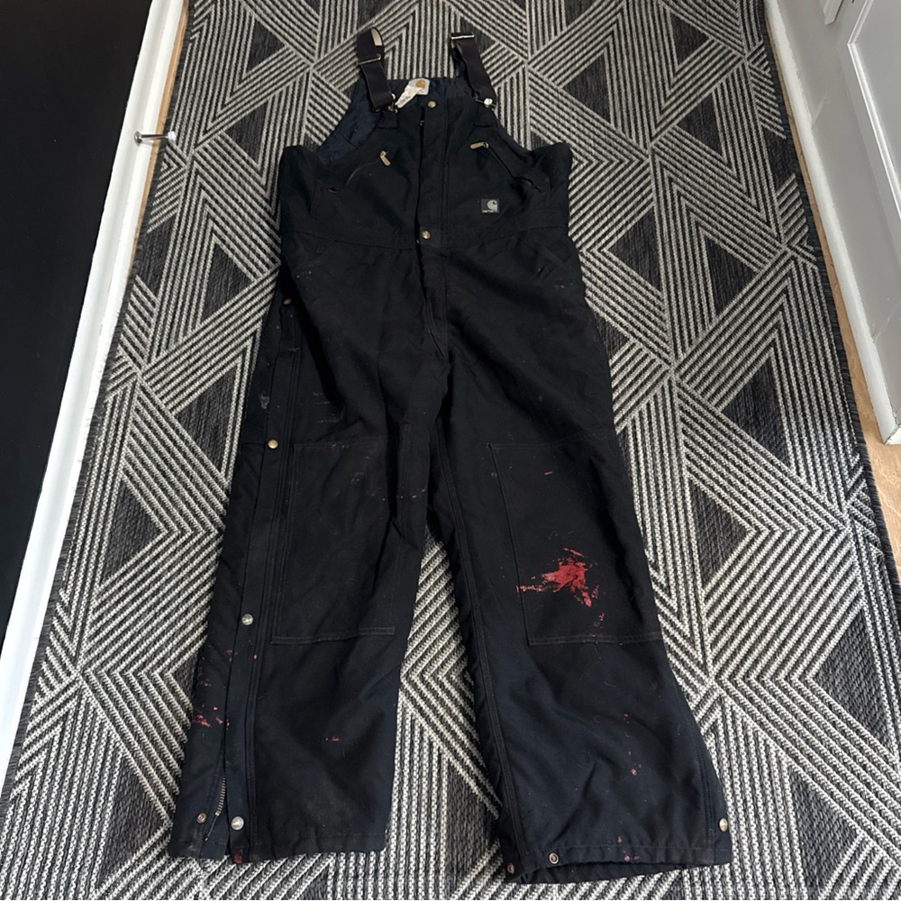 Carhartt Distressed Overalls Yukon Extreme Insulated R33 BLK 36x30 Black